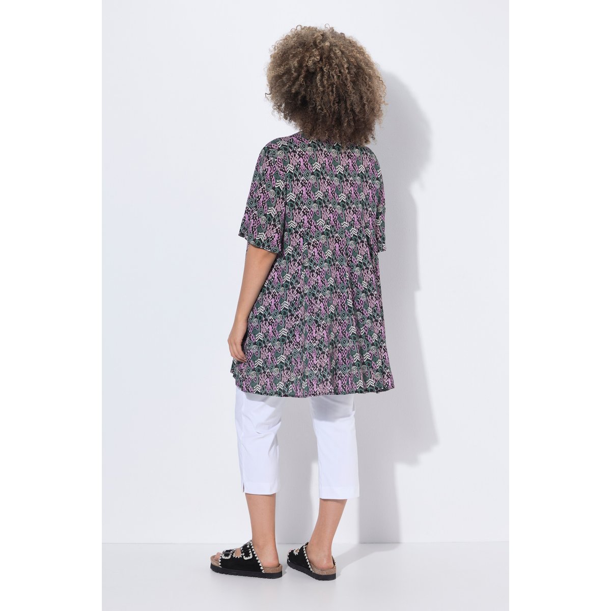 Blouse avec plis fantaisie noir, ULLA POPKEN