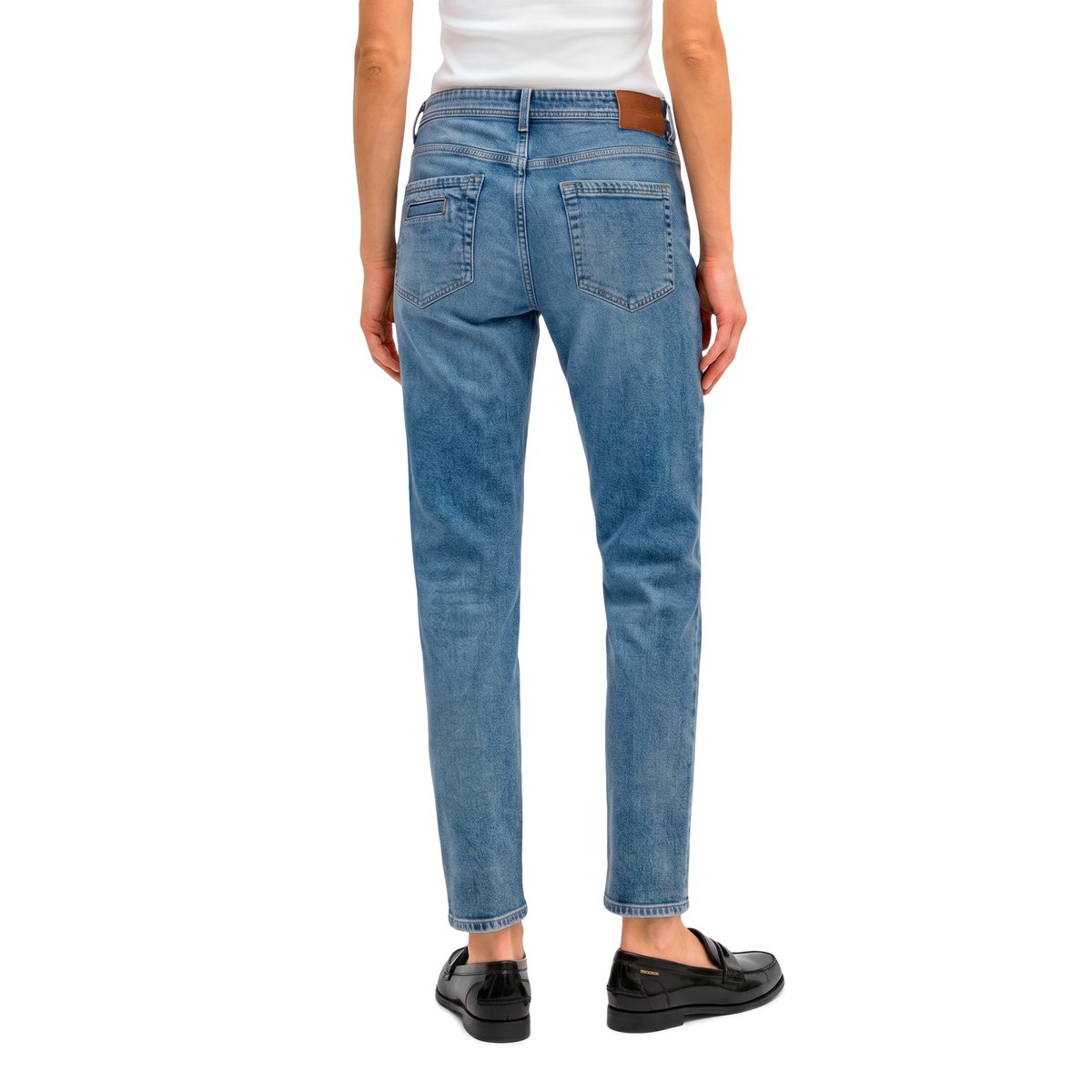 Jeans modèle Theda boyfriend en coton bio mélangé bleu, MARC O'POLO