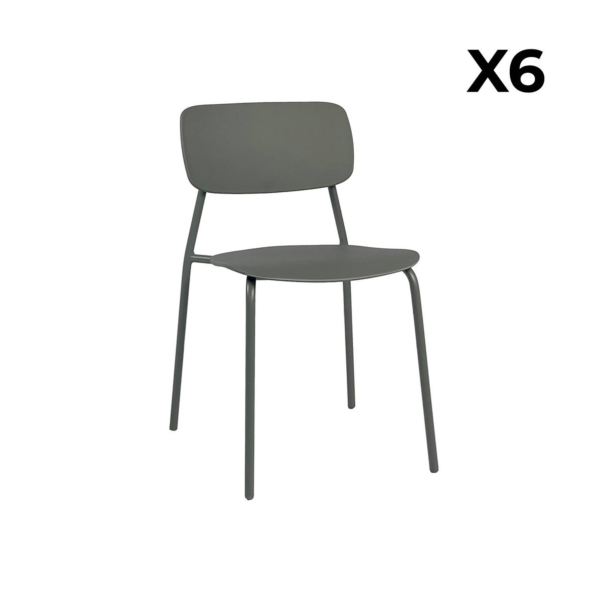 Table de jardin pliante métal + 6 assises AMÉLIA + LIVA anthracite, SWEEEK