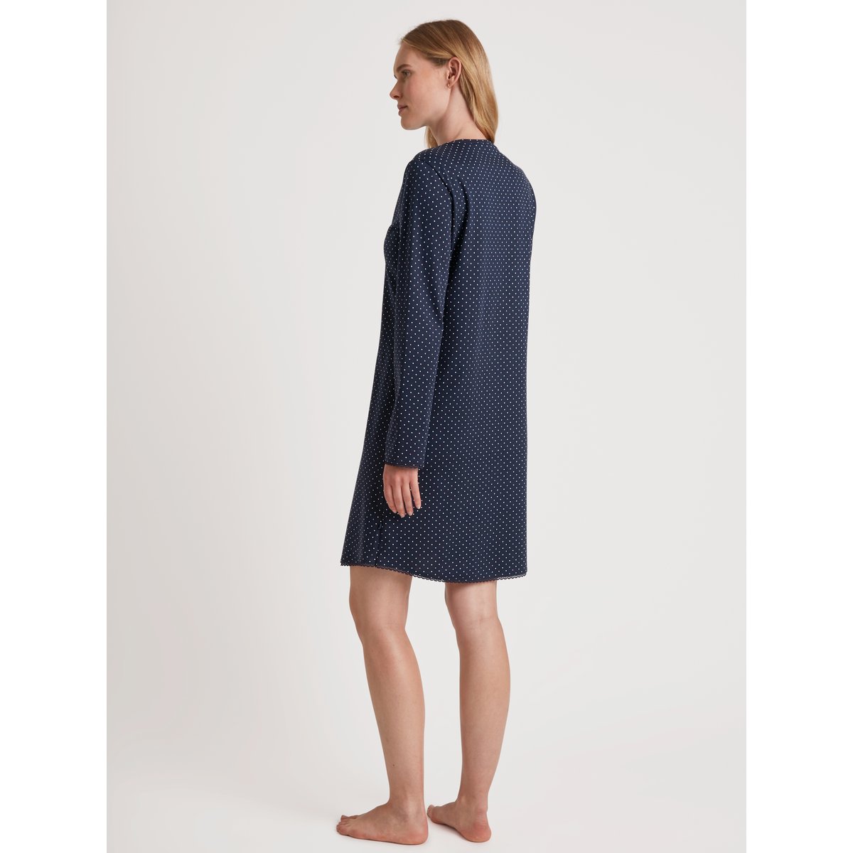 Chemise de nuit manches longues Coton MIDNIGHT DREAMS bleu paon, CALIDA