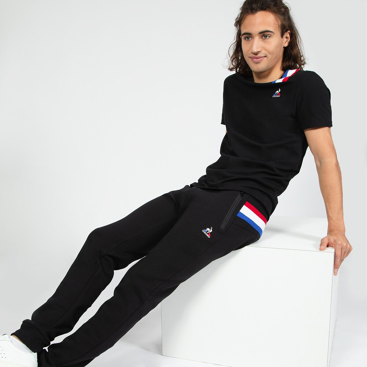 Pantalon de survêtement tricolore noir, LE COQ SPORTIF