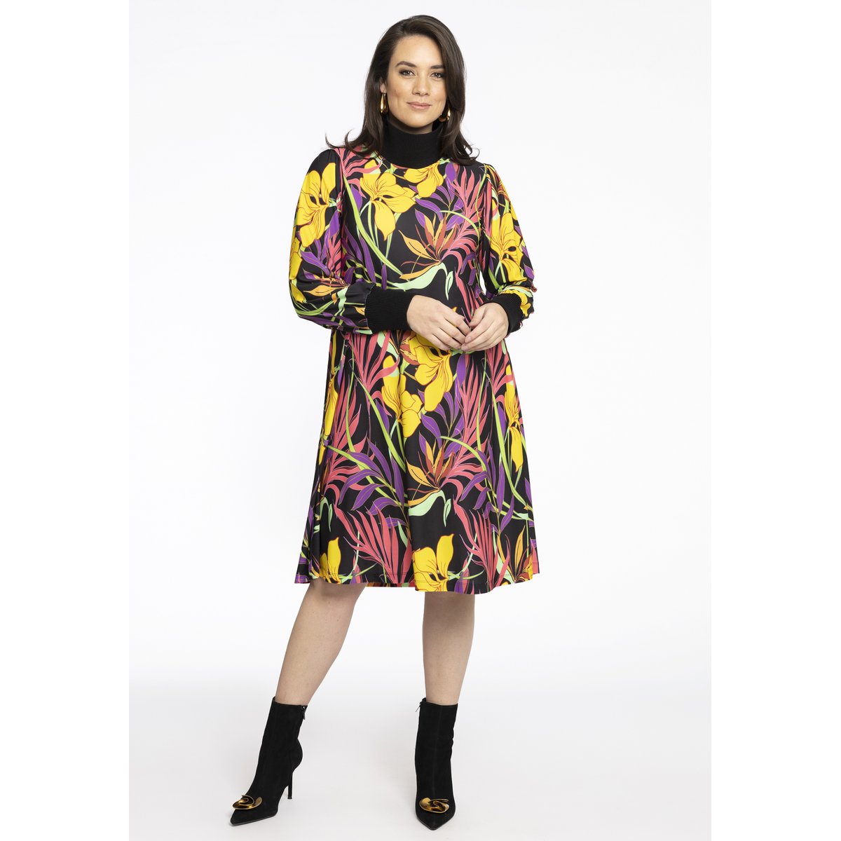 Robe imprimé / imprimée floral noir, YOEK