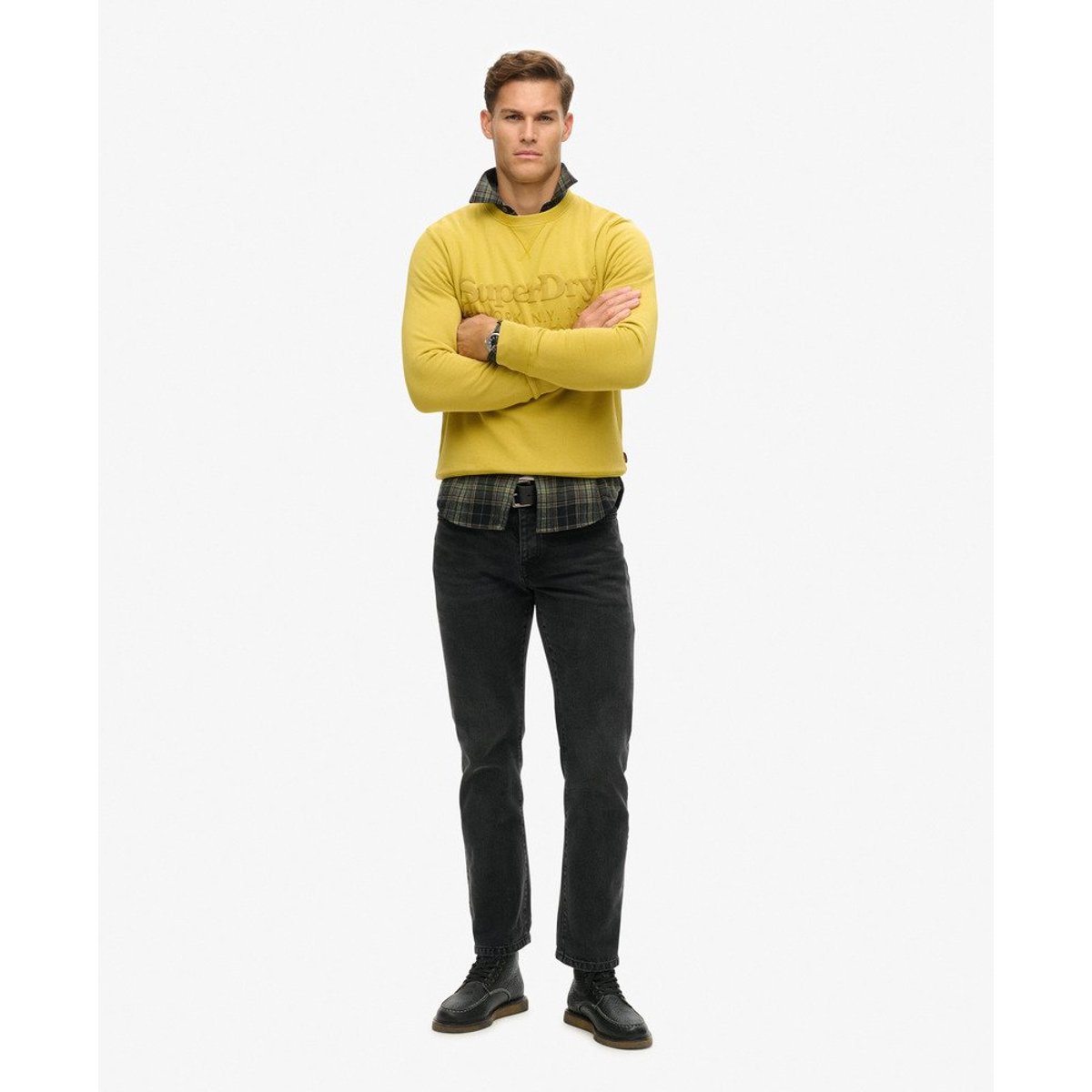 Sweat à logo ton sur ton Venue jaune pétrole, SUPERDRY
