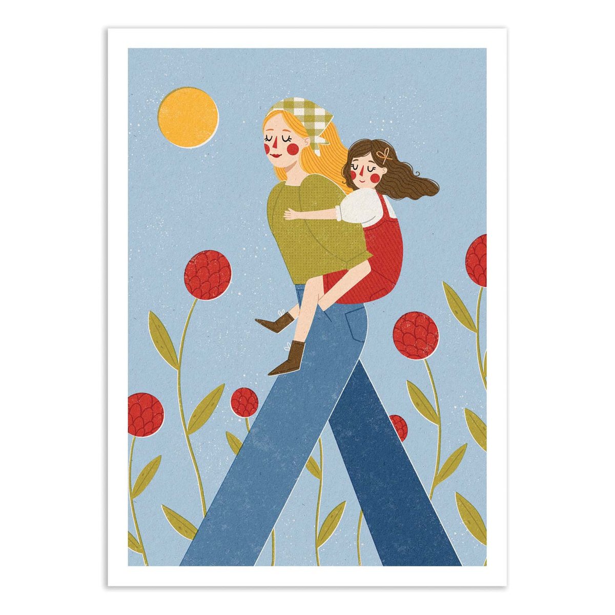 Affiche d'art - Piggy Back - Julia Leister bleu, WALL EDITIONS