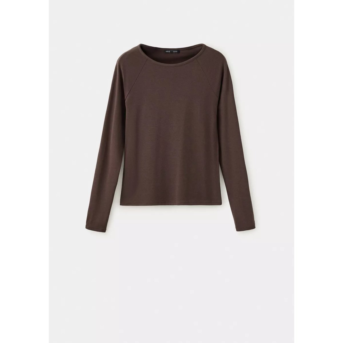 T-shirt col bateau uni chocolat, MANGO