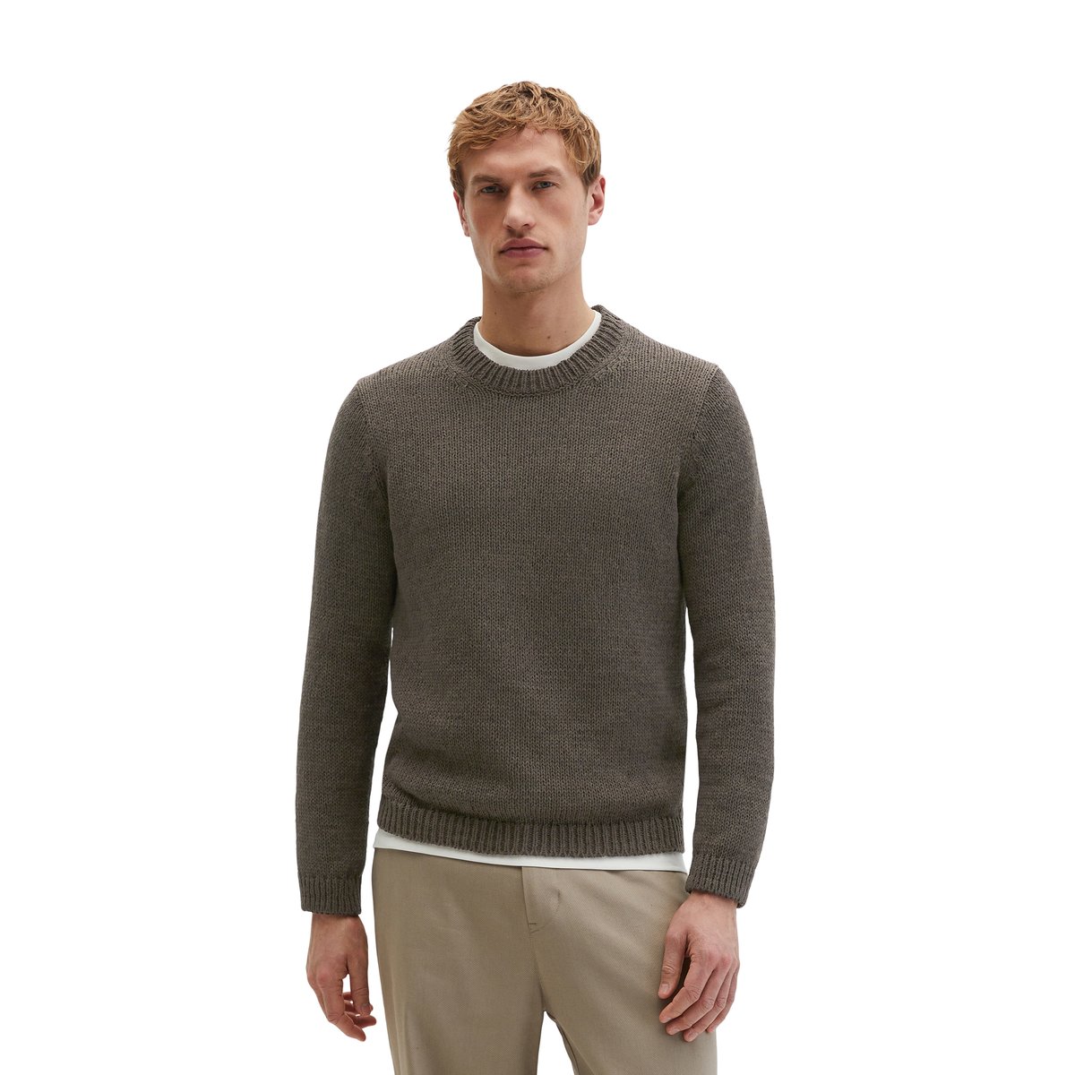 Pull-over regular en fil à bandelettes lâche brun foncé, MARC O'POLO