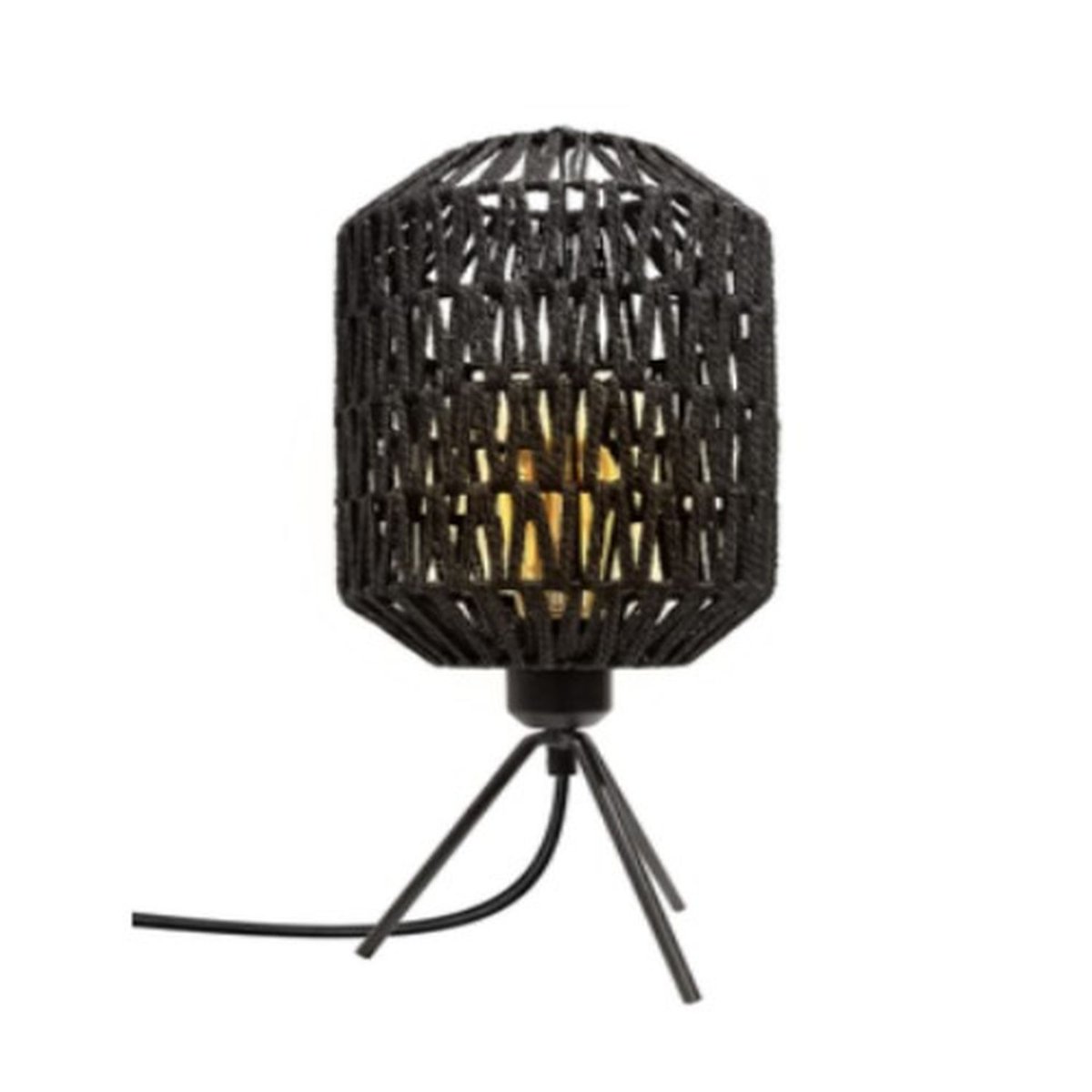 Lampe à poser effet corde design ethnique ROMÉO noir, THE HOME DECO FACTORY