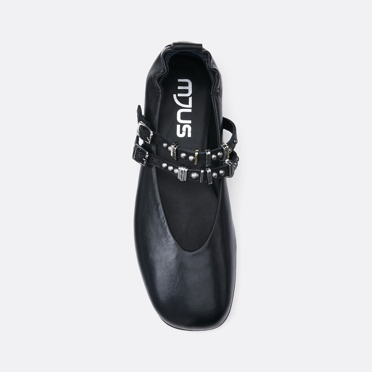 Ballerines babies en cuir noir, MJUS