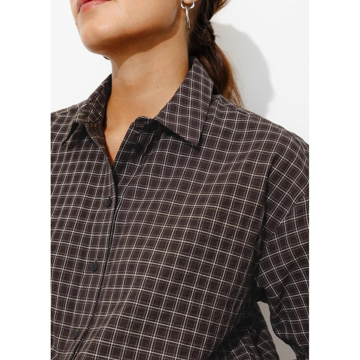Chemise à carreaux carreaux marron, PROMOD