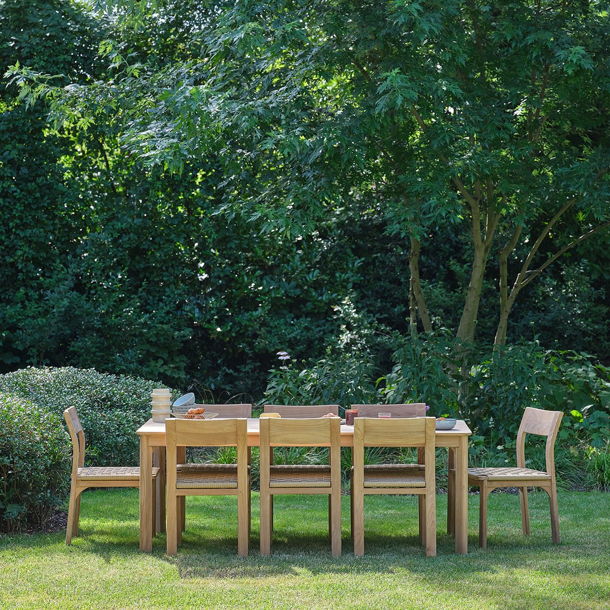 Salon de jardin en teck et rotin 8 personnes  PIANA naturel, BERAH GETAH