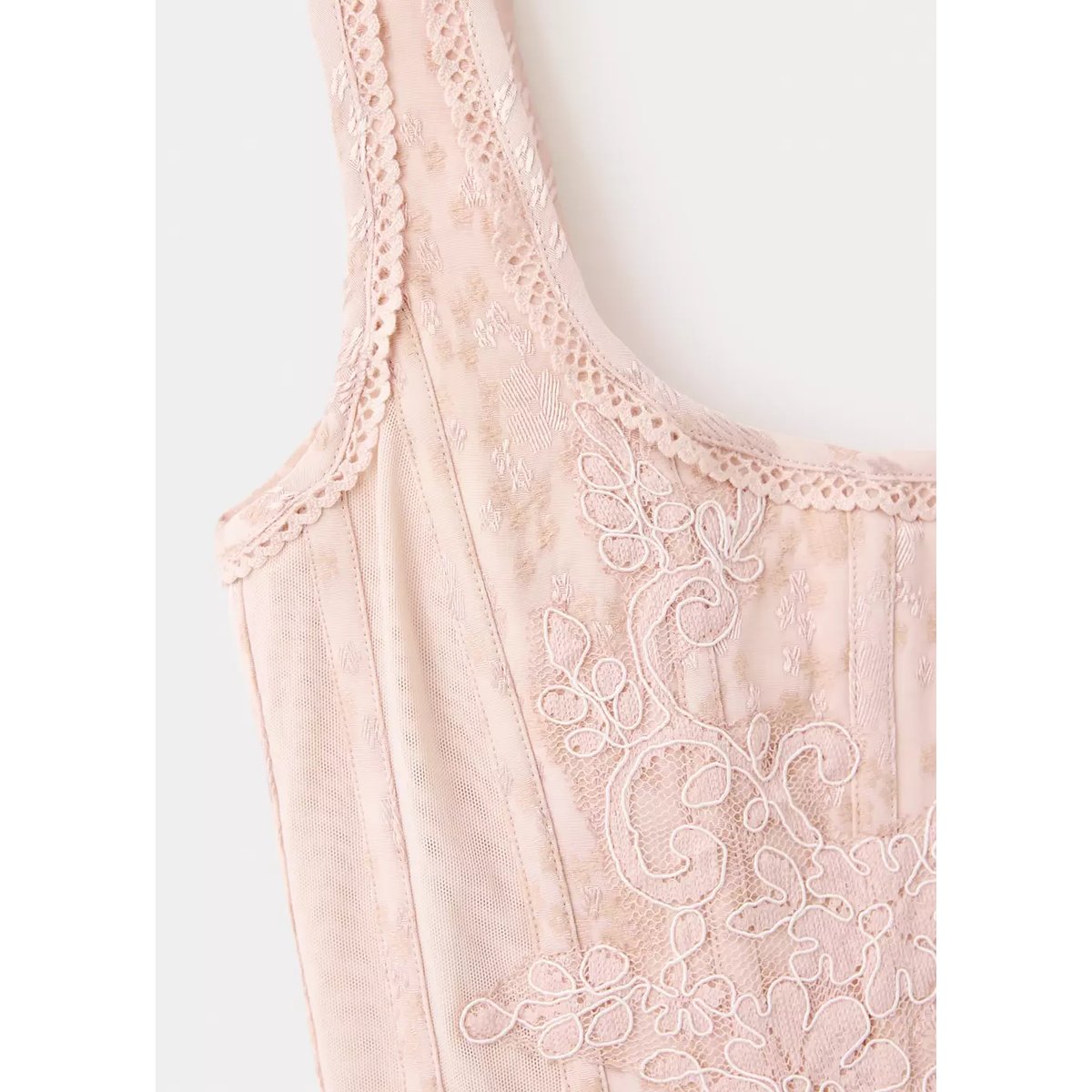 Top style corset jacquard rose, MANGO