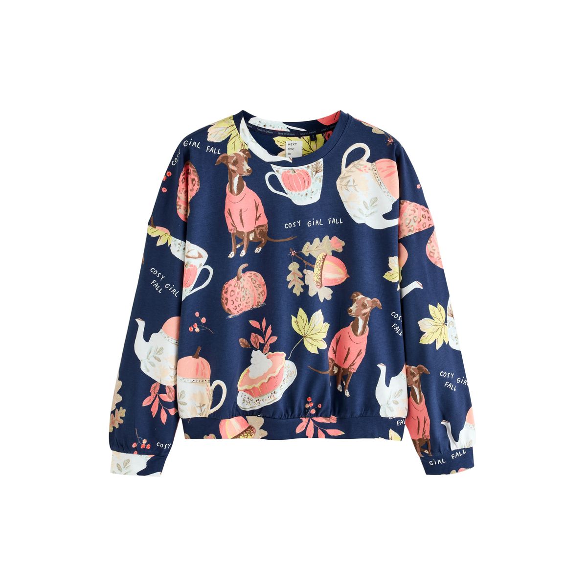 Pyjama à manches longues en coton citrouille navy whippet, NEXT