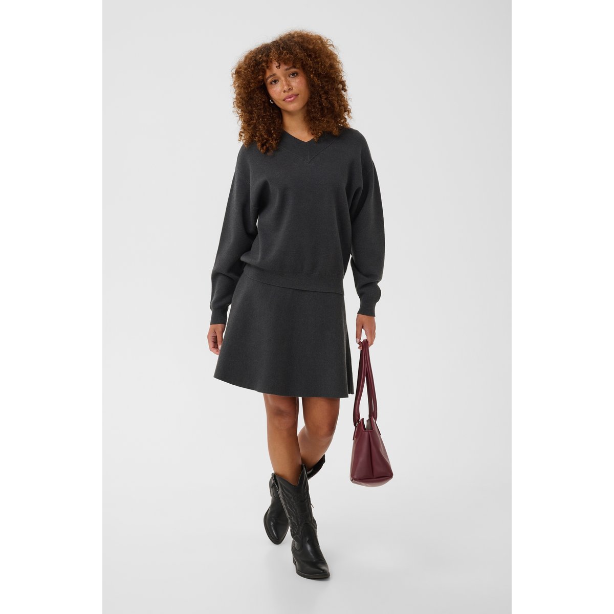 Pullover tricoté gris dark grey melange, KAFFE