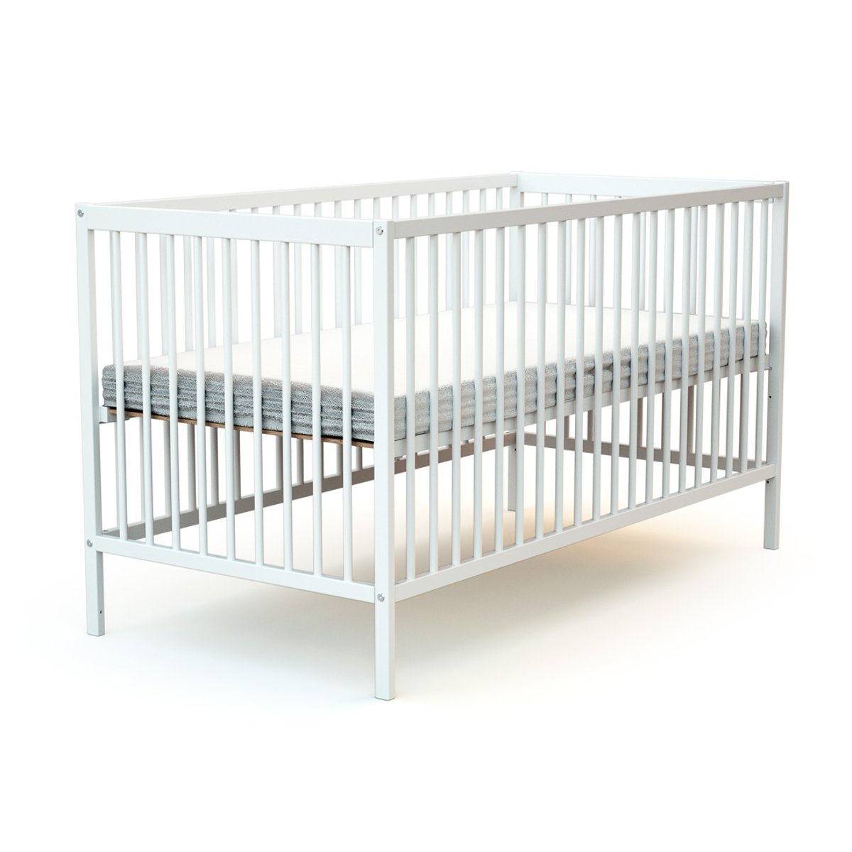 Lit bébé en bois avec matelas en bois ONE blanc, AT4