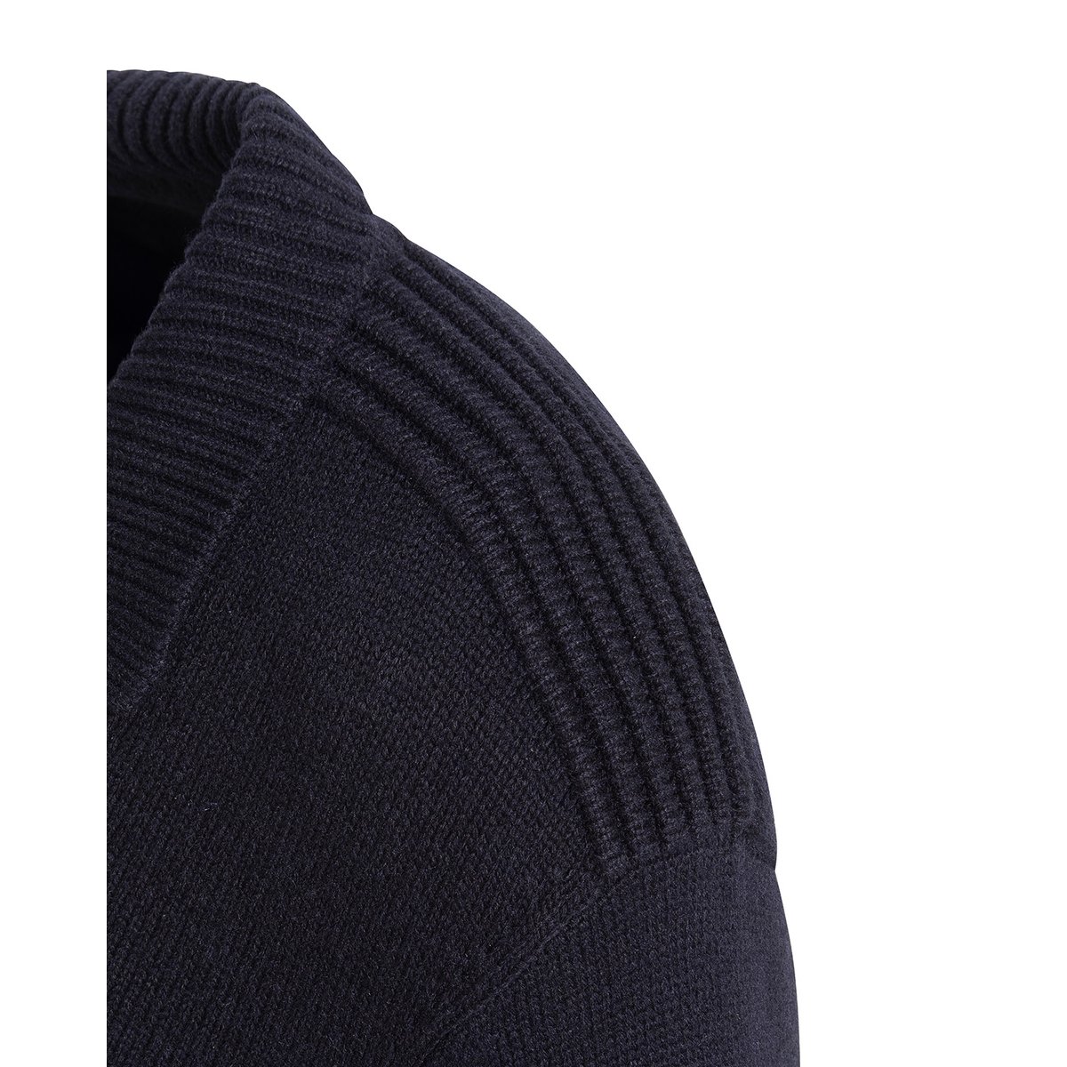 Pull col polo zippé maille fantaisie bleu marine, SCHOTT