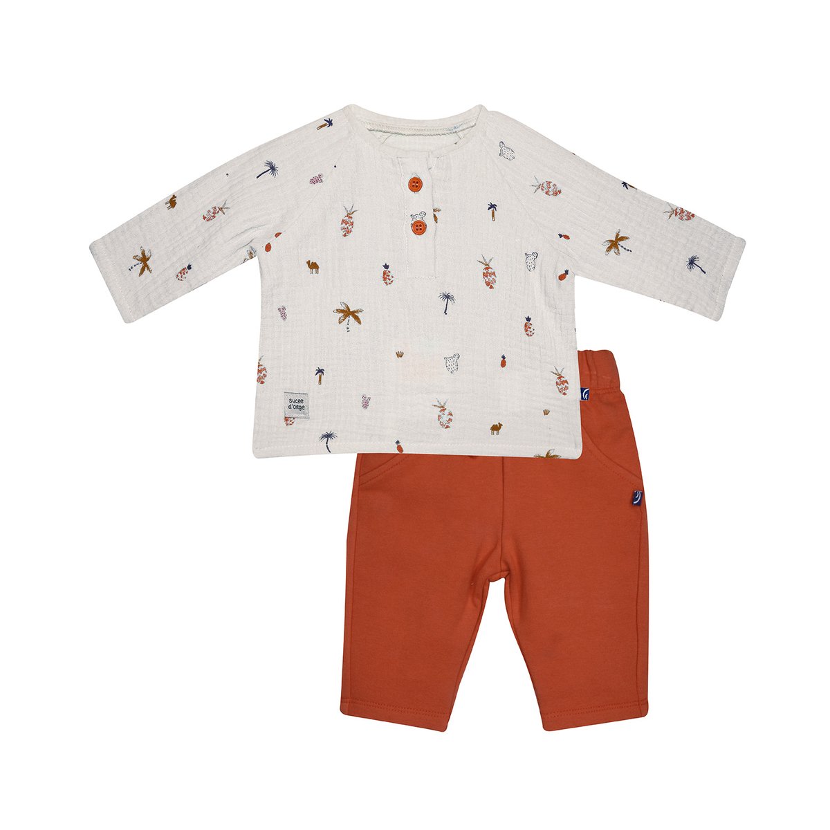 Chemise pantalon nino manches longues naissance blanc, SUCRE D'ORGE