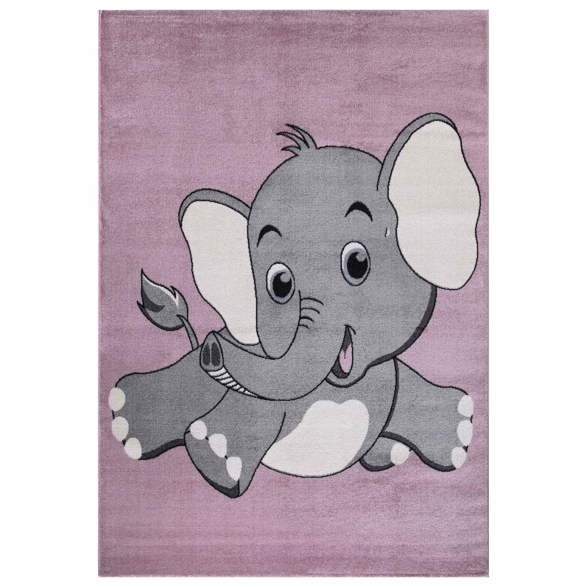 Tapis enfant tissé CANFIL gris, créme, rose, UN AMOUR DE TAPIS