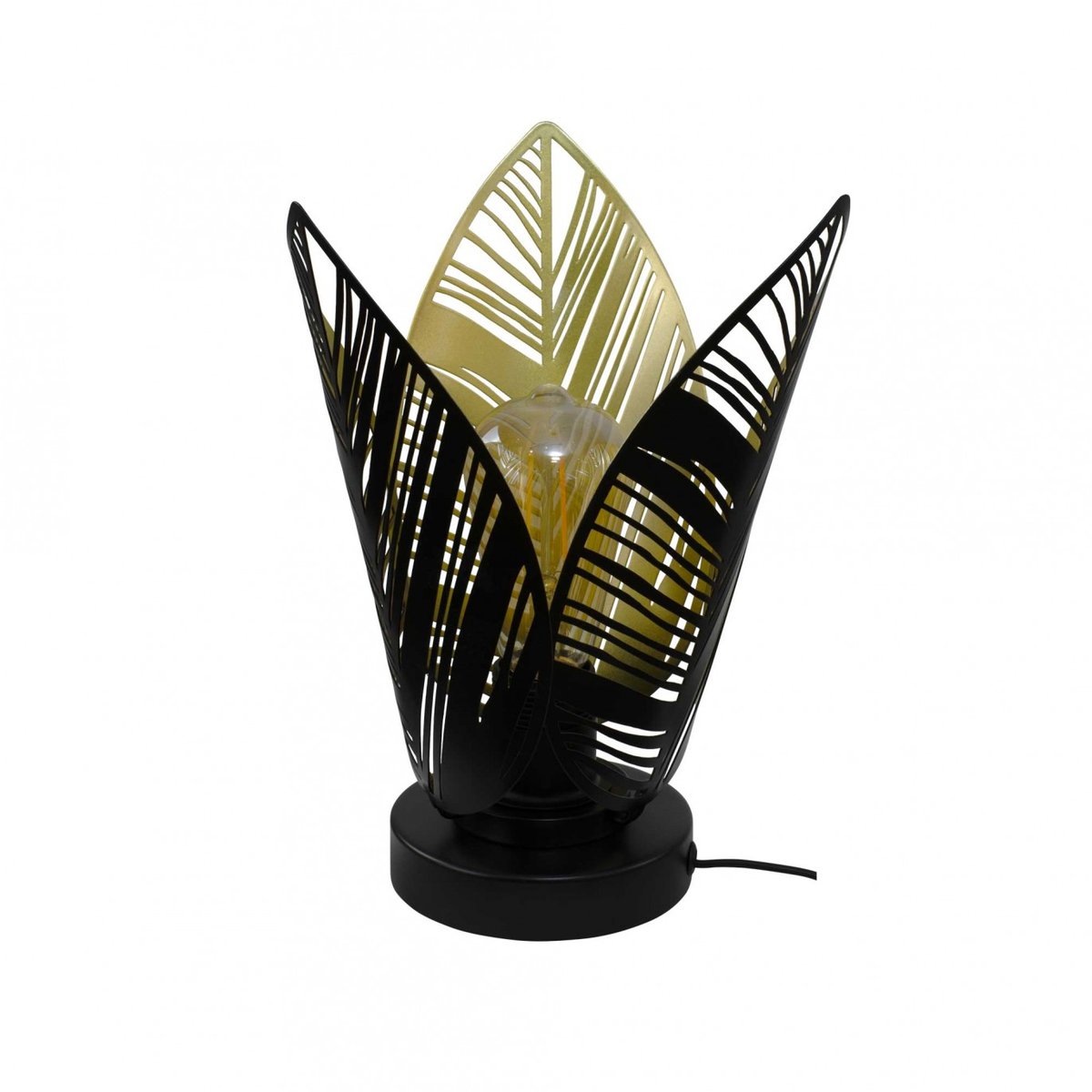 Lampe à poser en métal perforé, ELFINE noir et doré, C-CREATION