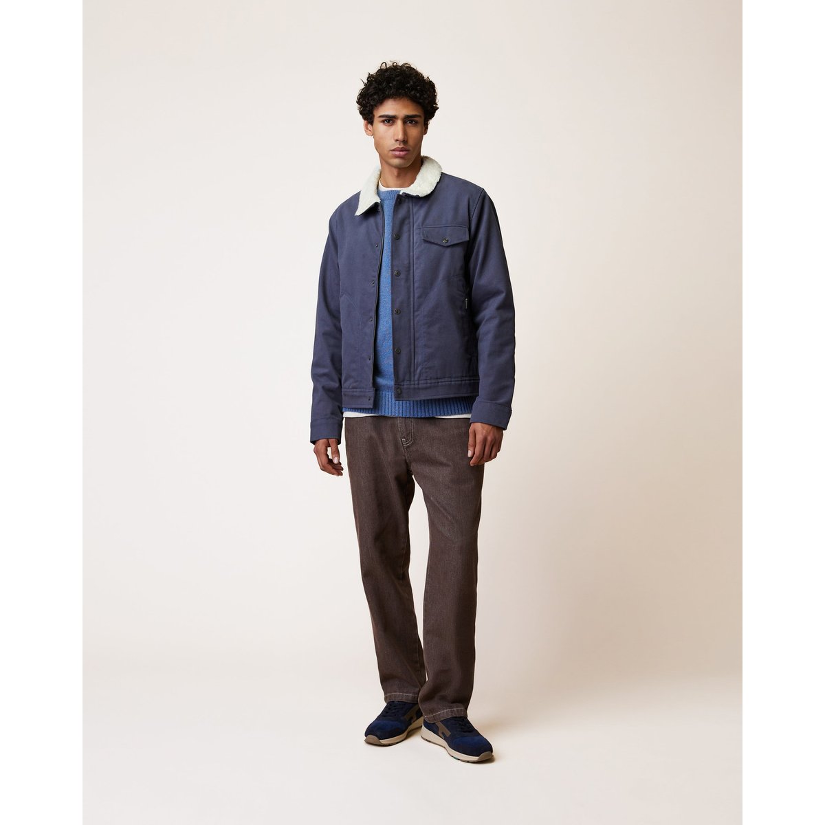 Veste en tissu sergé bleu marine, FAGUO