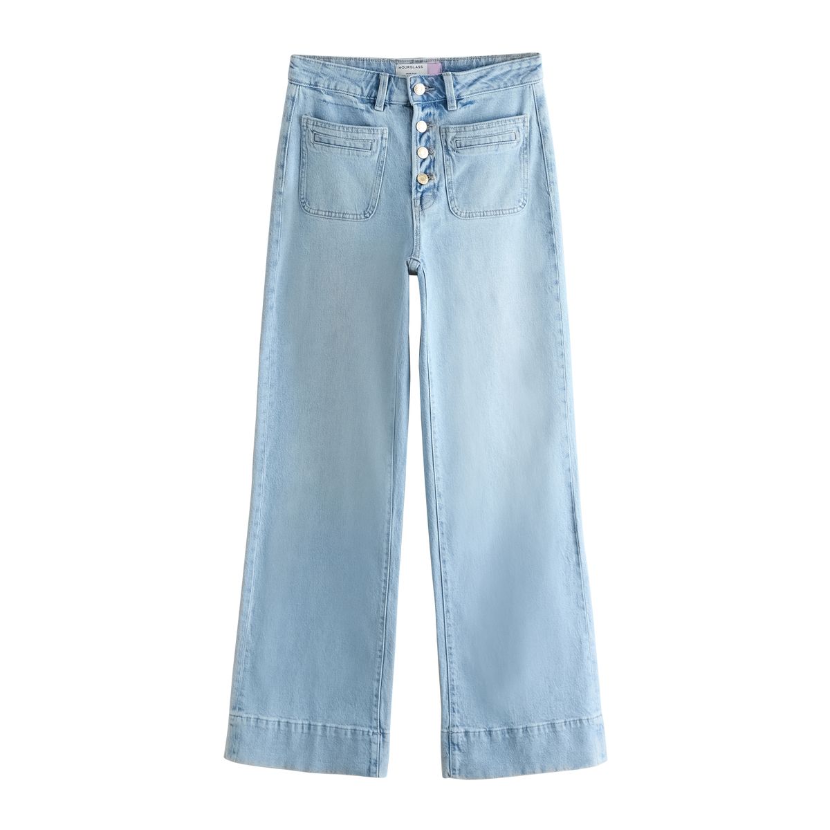Jean large coupe sablier à poche plaquée bleu clair, NEXT