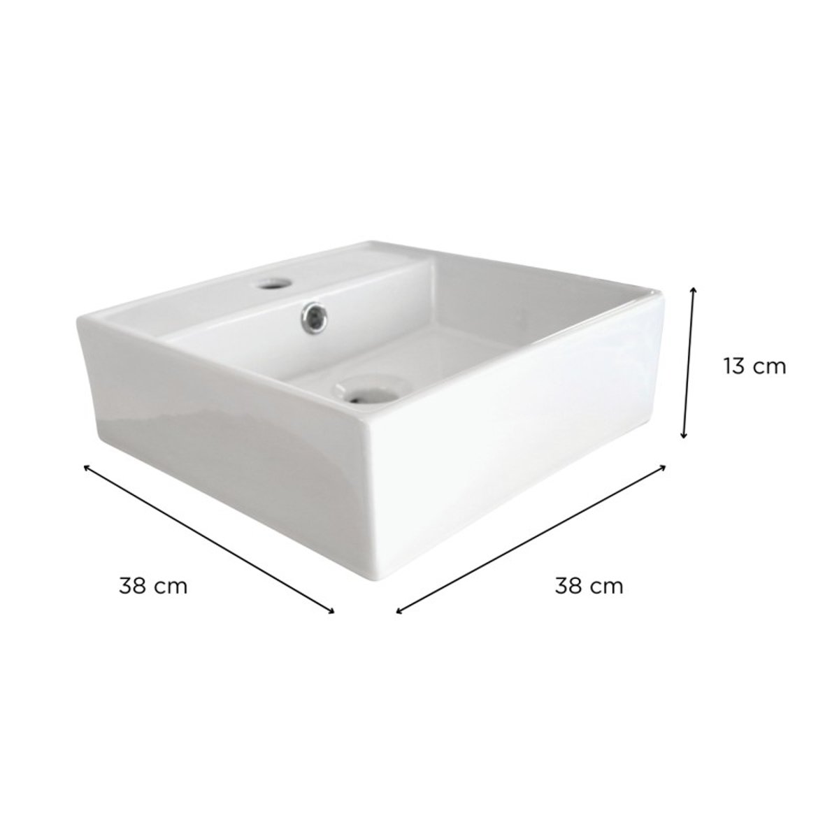Vasque à poser carrée 38x38cm NINO + robinet + bonde v002233, MOB IN