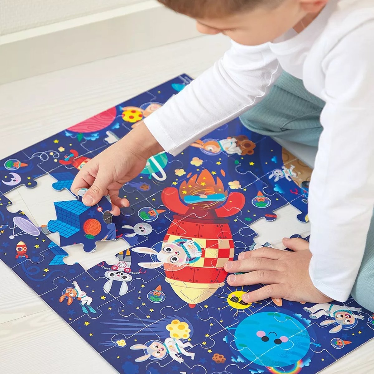Puzzle Enfant Fusée 54 Pièces Dès 5ans rouge, JANOD