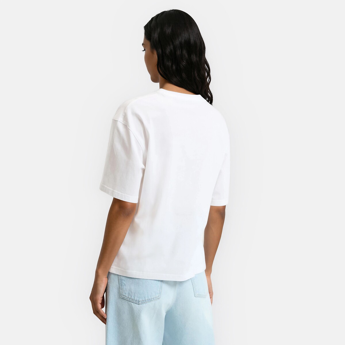 Short Sleeve T-Shirt with Crew Neck and Tie Fastenings white, LA REDOUTE COLLECTIONS