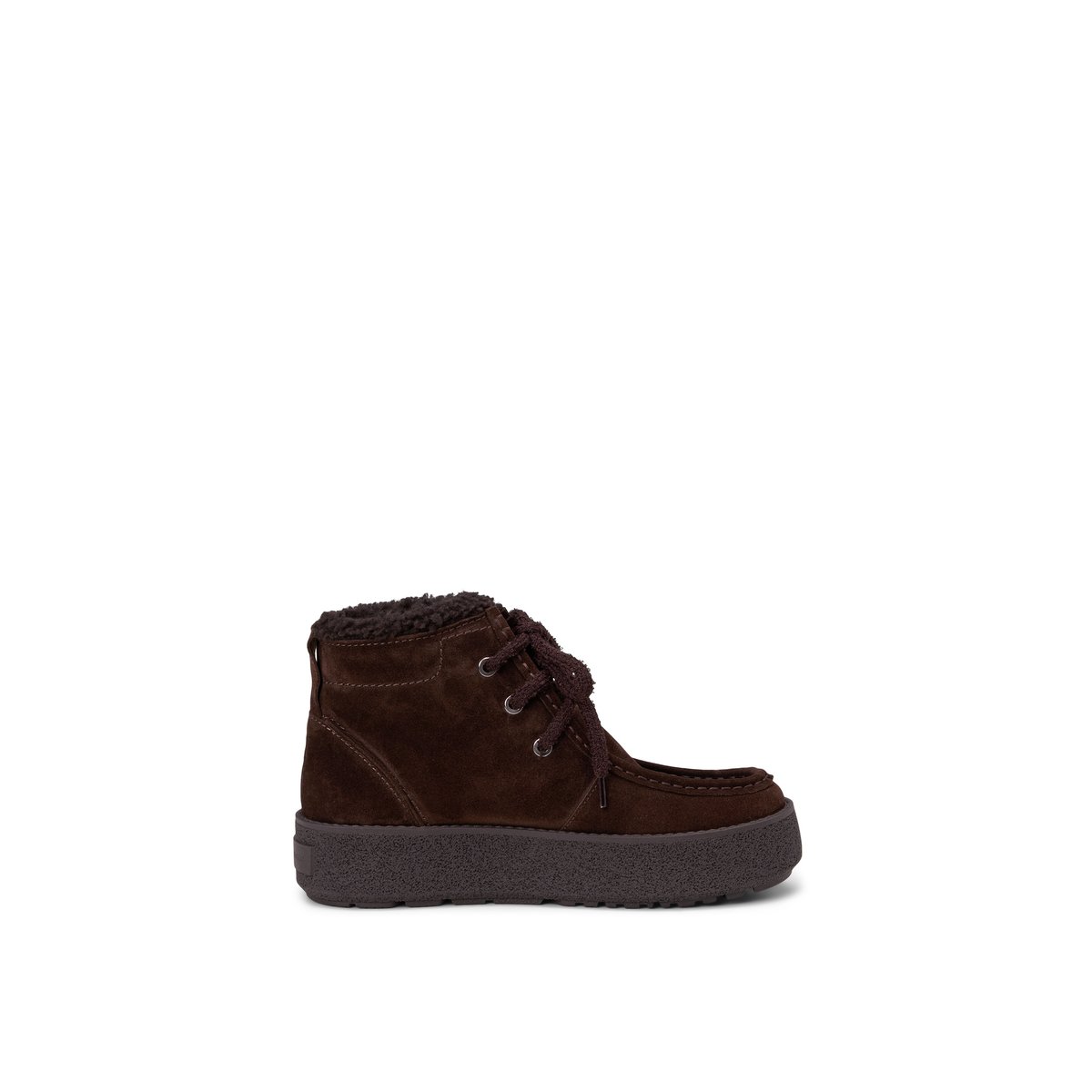 Chaussures à lacets montant jusqu'à la cheville, modèle Pia en cuir velours souple marron foncé, MARC O'POLO