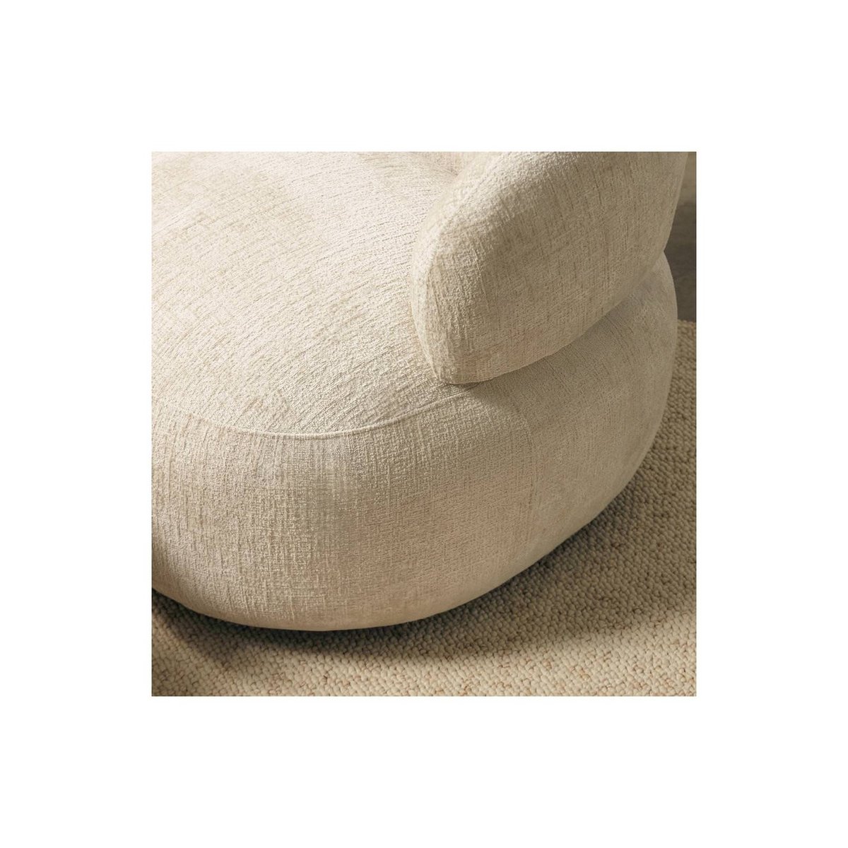 Fauteuil pivotant ORIEL en chenille, Arrondi beige clair, RECOLLECTION