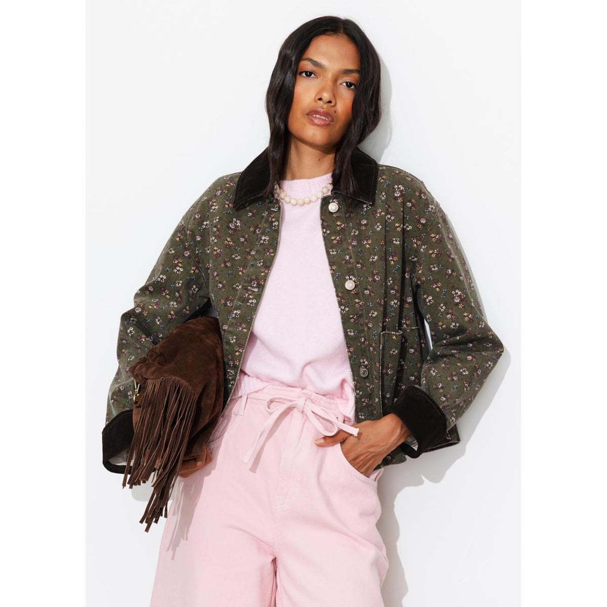 Veste workwear fleurie imprimé kaki, PROMOD