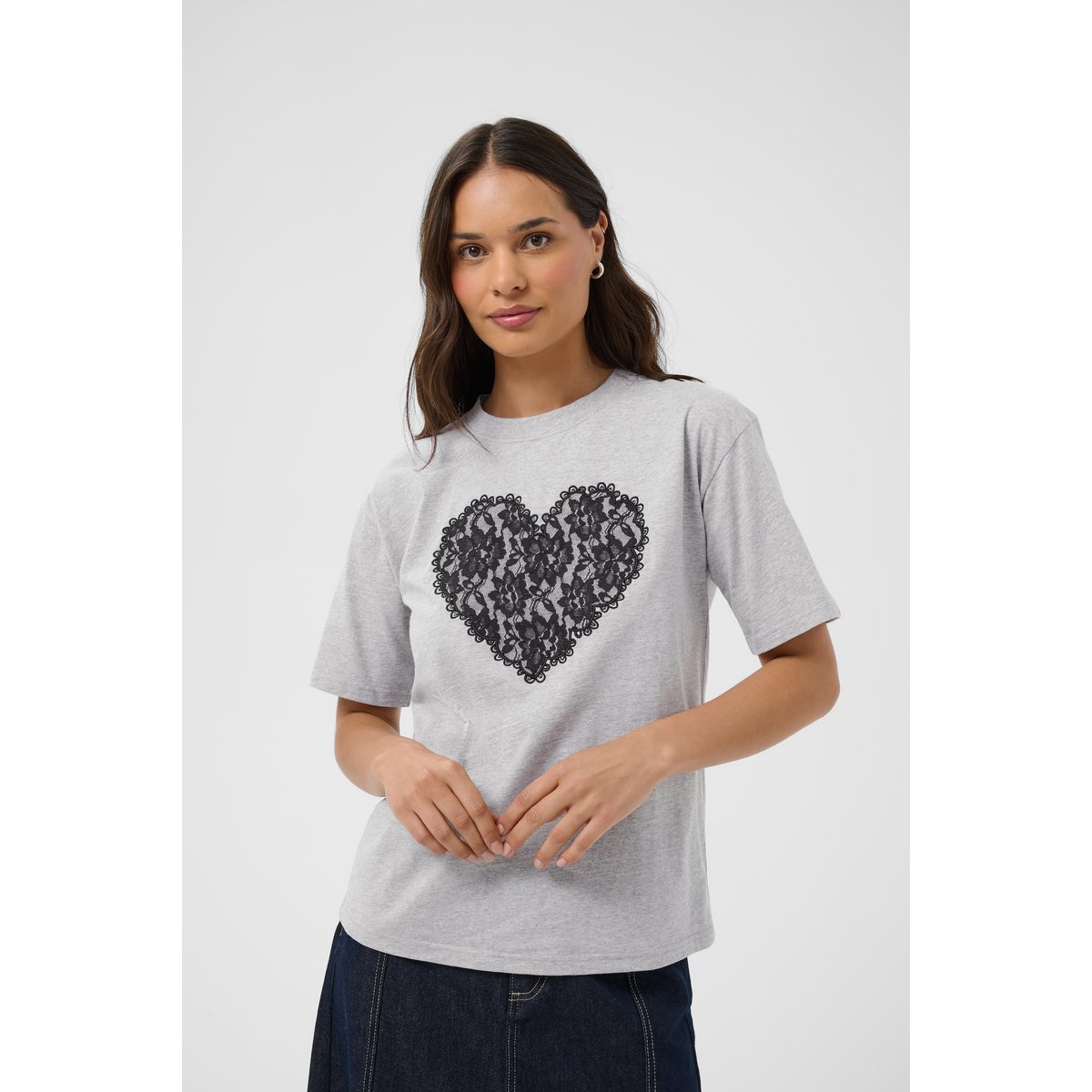 T-shirt gris grey melange, KAFFE