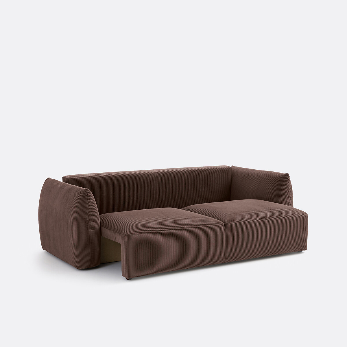 Sofá cama 3 plazas aterciopelado, Edith chocolate, LA REDOUTE INTERIEURS