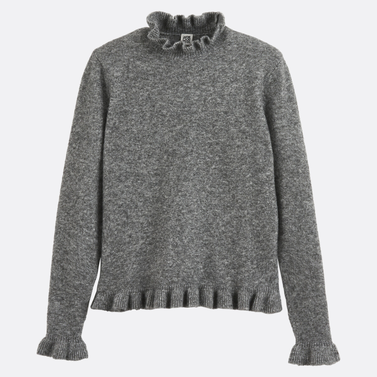 Pull avec détails volants gris chiné, LA REDOUTE COLLECTIONS