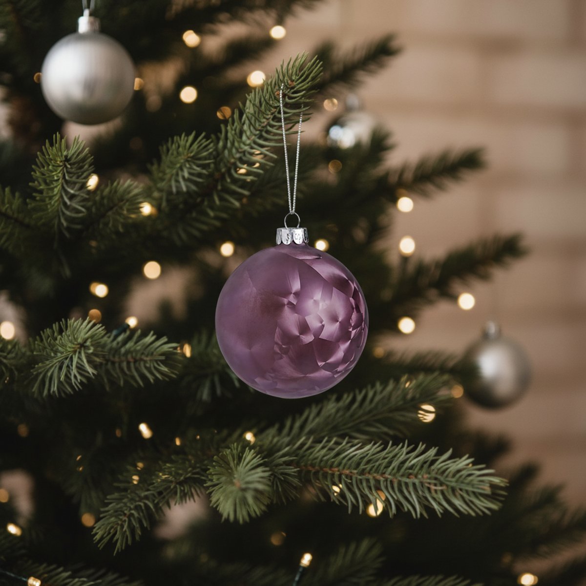 Boule de noël décorative en verre D8 violet, SIA DECO