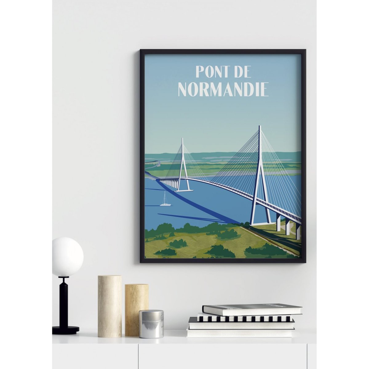 Affiche Pont de Normandie blanc, L'AFFICHERIE