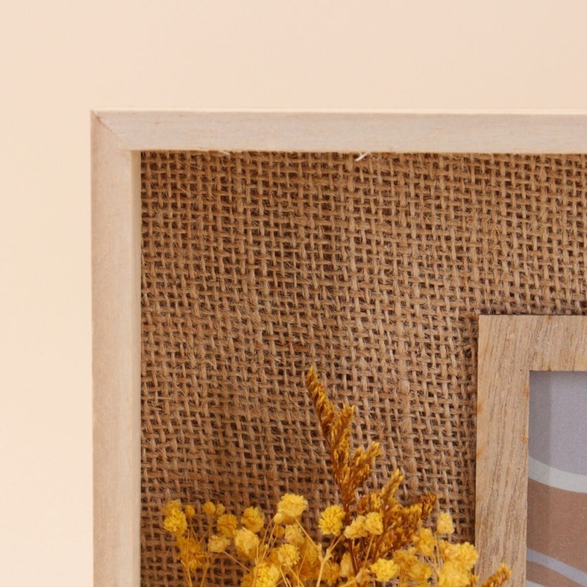 Cadre photo avec fleurs sécheés 24x22cm naturel, ORNAMI