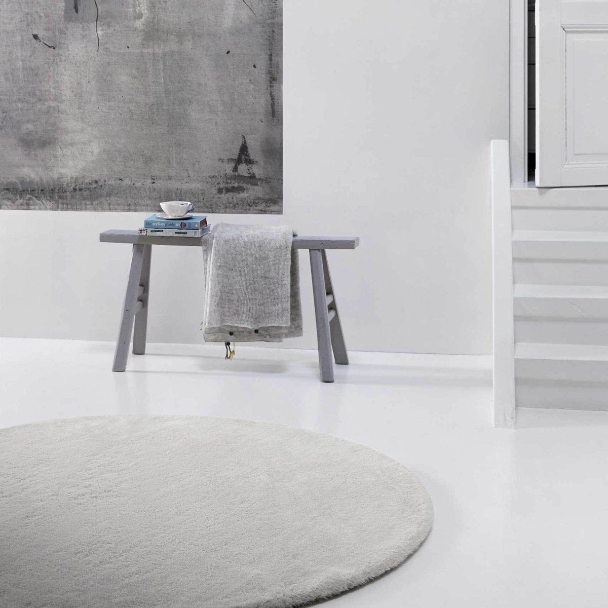 Tapis salon très douillet en microfibre ,  VITA beige crème, HOMIE LIVING