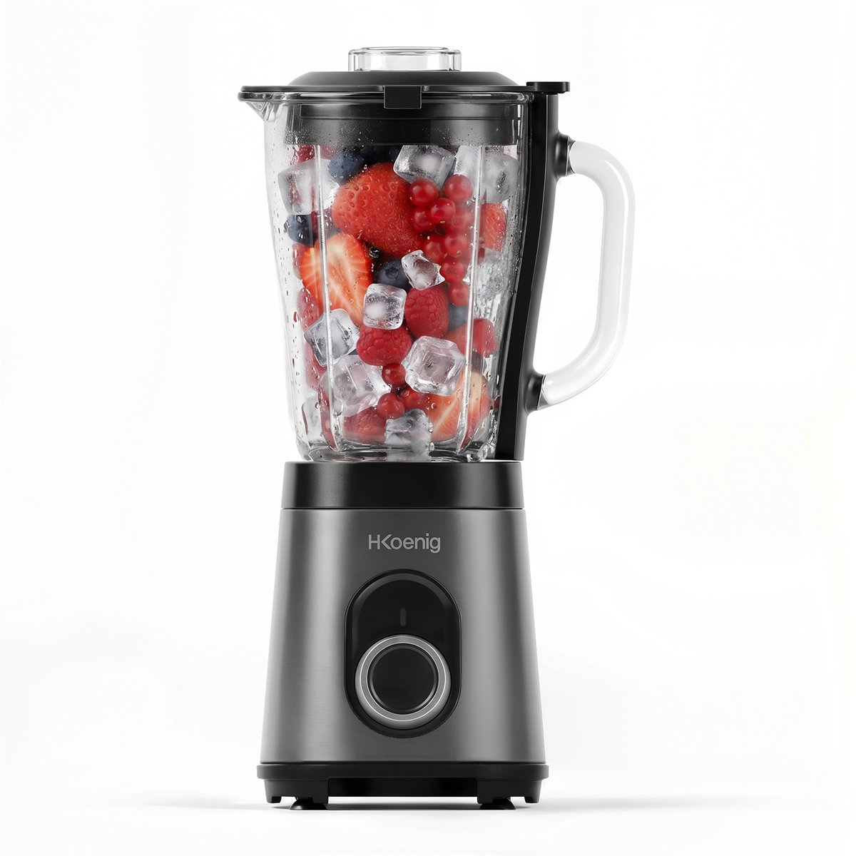 H.Koenig MXK36 - Blender mixeur et glace pilée gris / argent, H.KOENIG