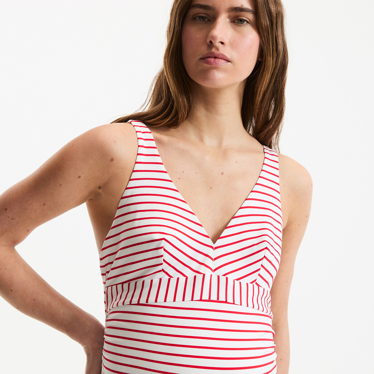 Bañador premamá con pañuelo a rayas rayas rojo/blanco, LA REDOUTE COLLECTIONS