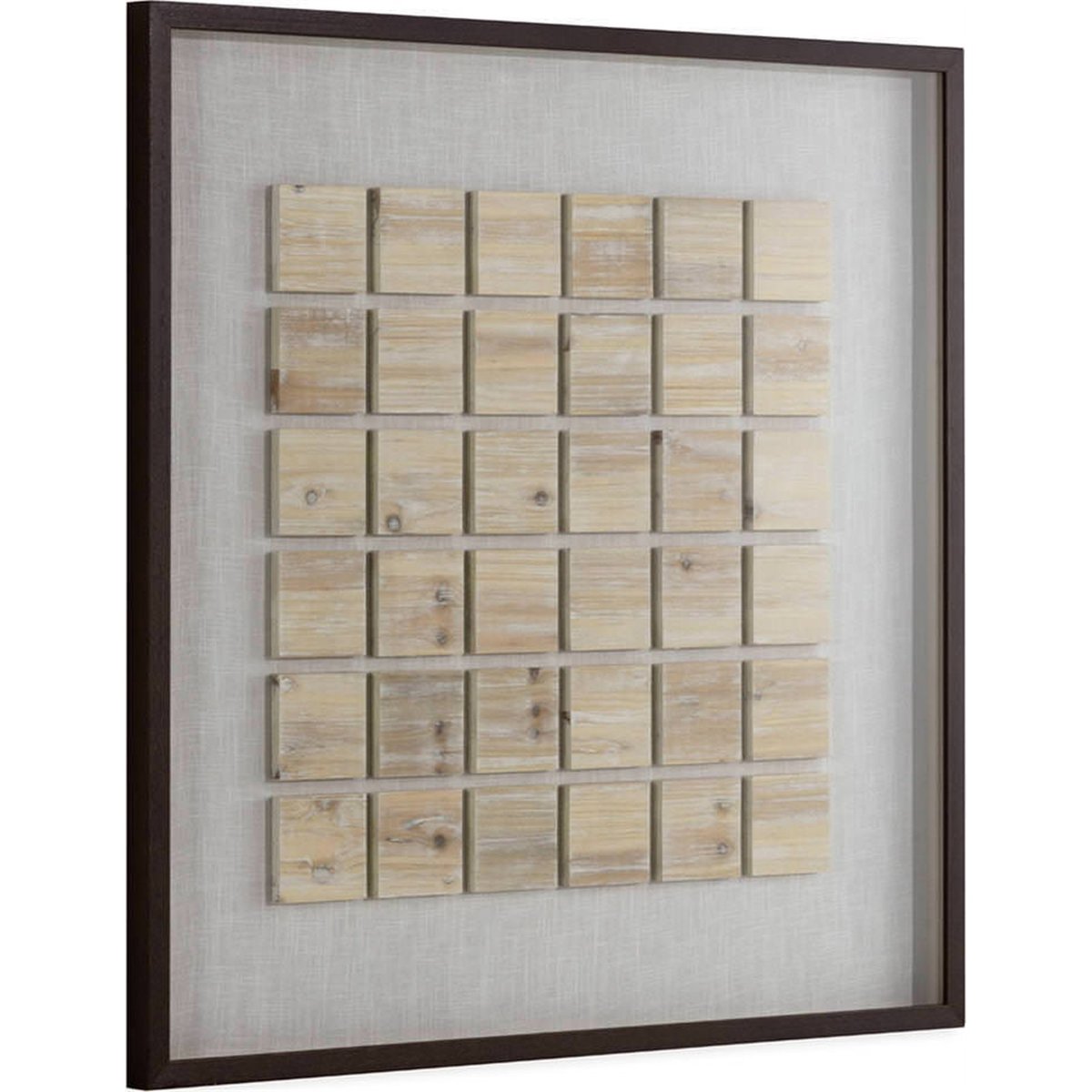 Tableau carré en bois et verre relief brun, blanc et naturel, RECOLLECTION