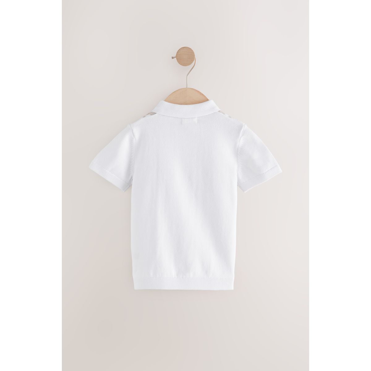 Polo en maille à col zippé coton rayure verticale blanche, NEXT