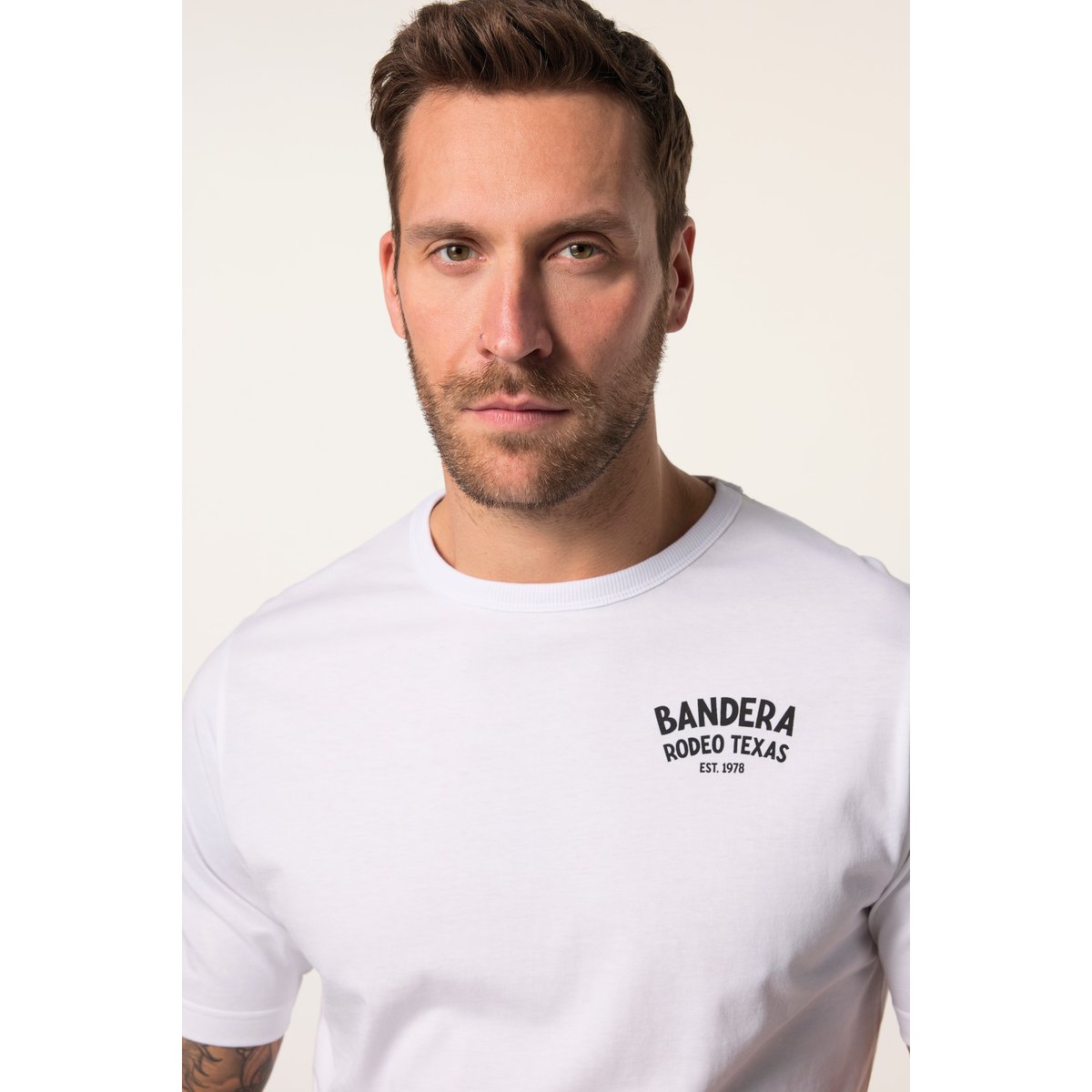 T-shirt, manches courtes et imprimés blanc cassé, JP1880