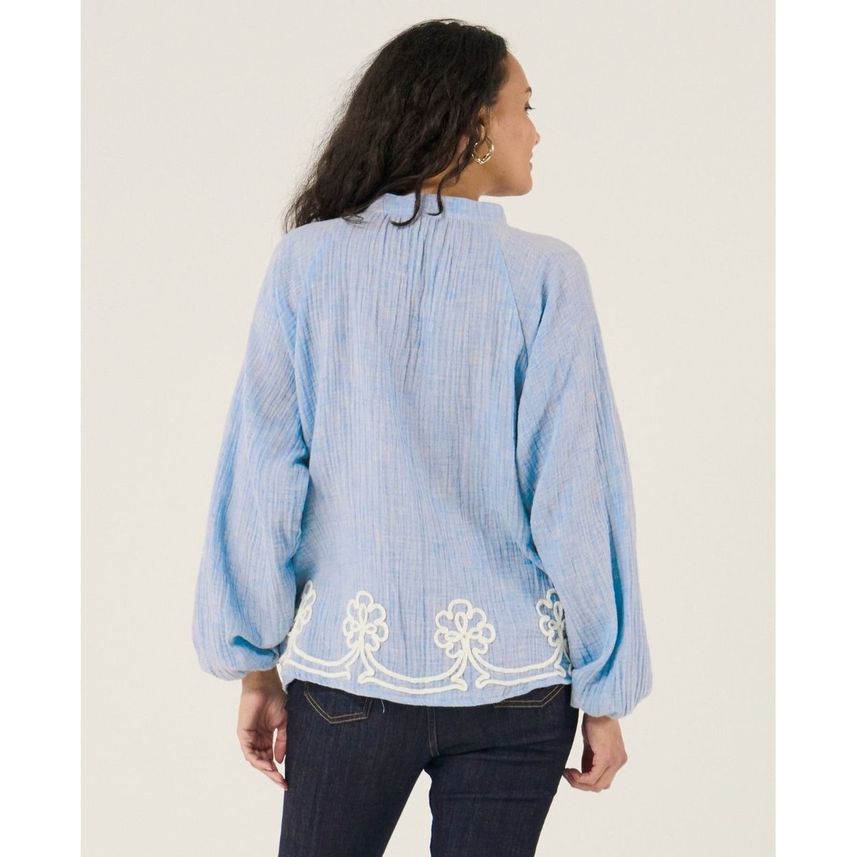 Blouse et chemise d'allaitement Sarah bleu, CACHE COEUR