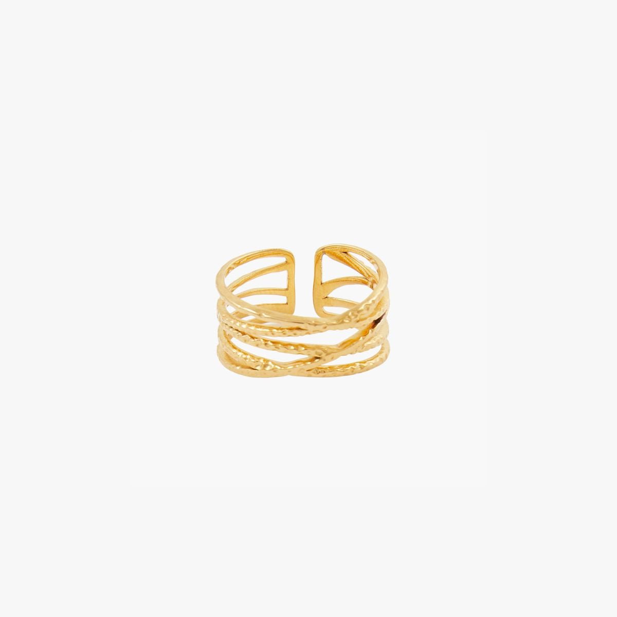 Bague multi rangs acier inoxydable doré, BALABOOSTE