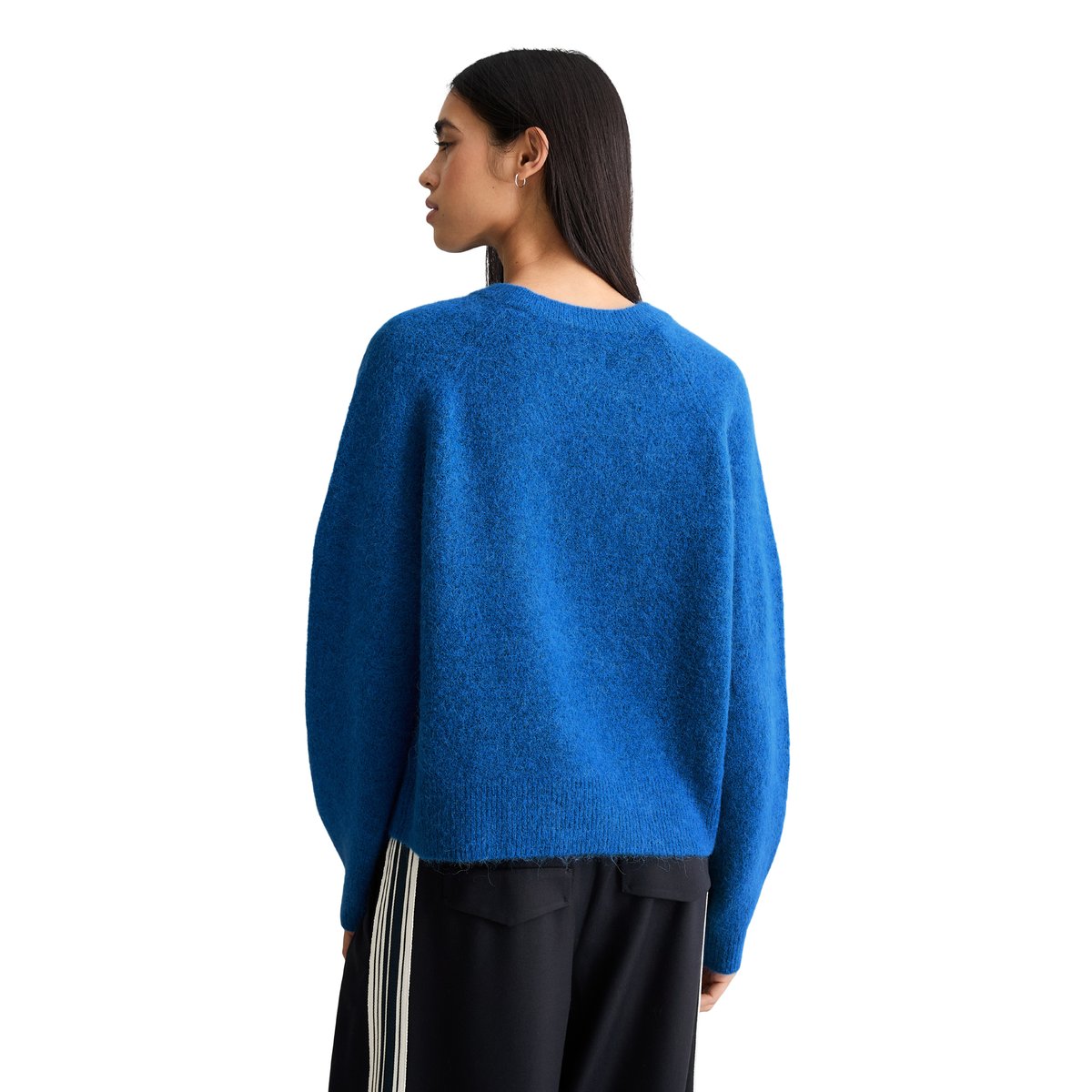 Pull en maille relaxed en mélange de laine d'alpaga douillette bleu moyen, MARC O’POLO DENIM