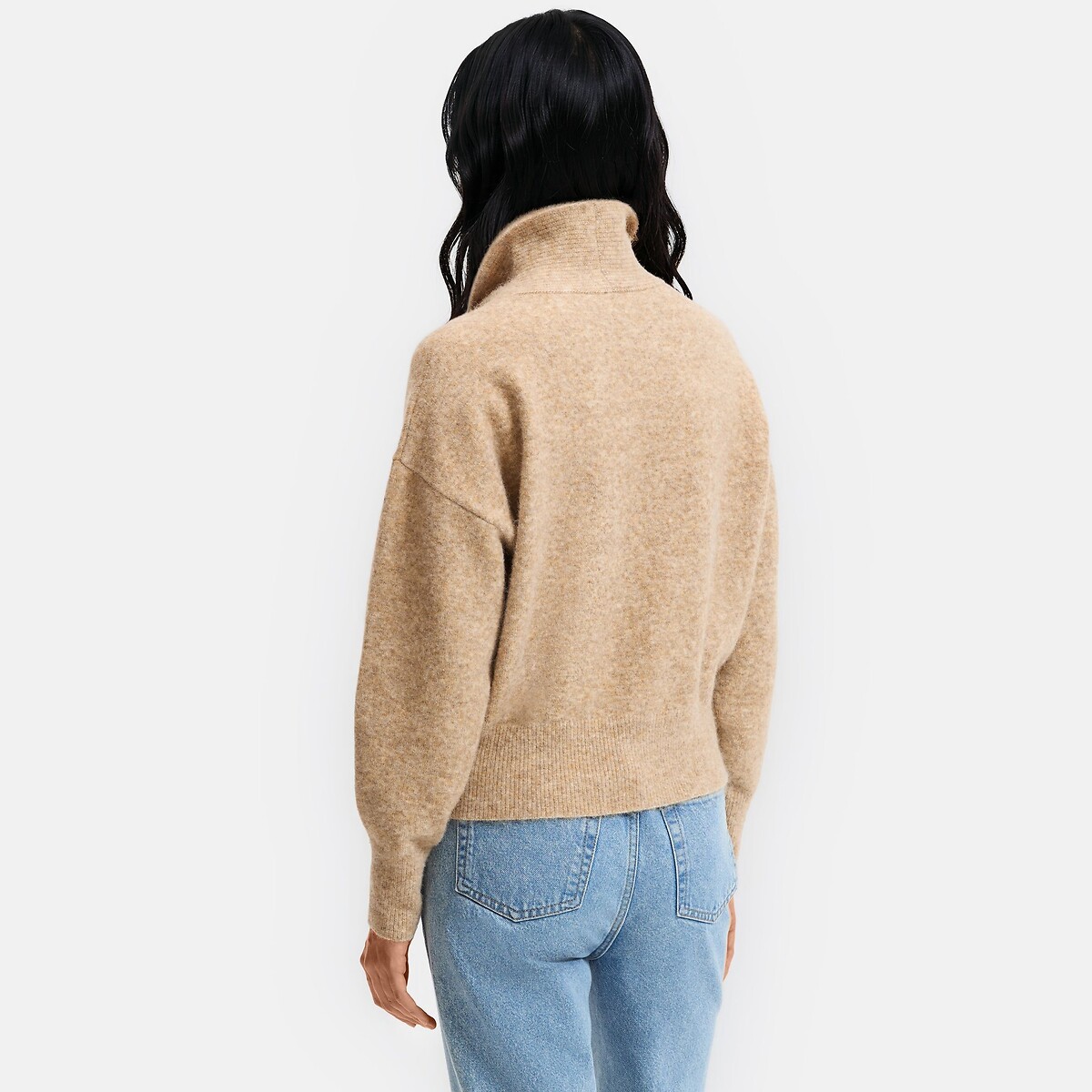 Camisola com cachecol para atar no pescoço bege, LA REDOUTE COLLECTIONS