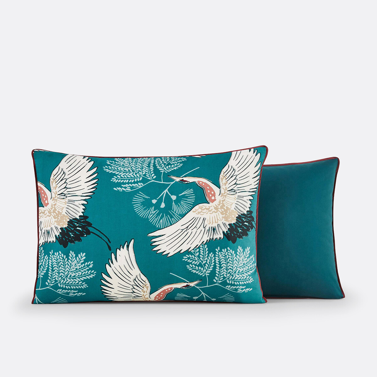 Taie d'oreiller percale de coton Grues Bleu imprimé canard, LA REDOUTE INTERIEURS