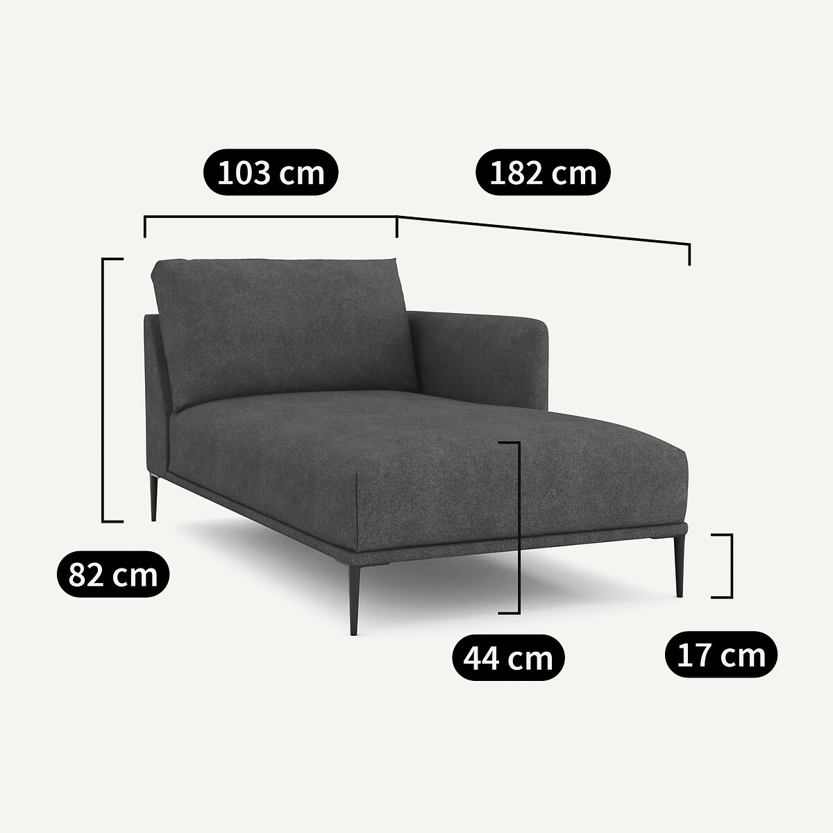 Longchair, in stonewashed fluweel, Oscar, ontwerp Emmanuel Gallina grijs shiitaké, EMMANUEL GALLINA X AM.PM