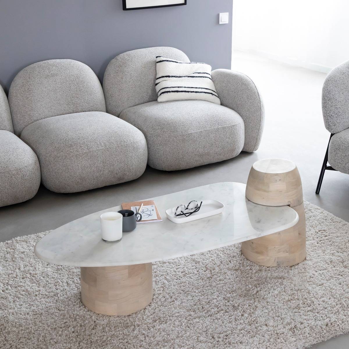 Table basse en bois de manguier MOANA bois clair, MADE IN MEUBLES