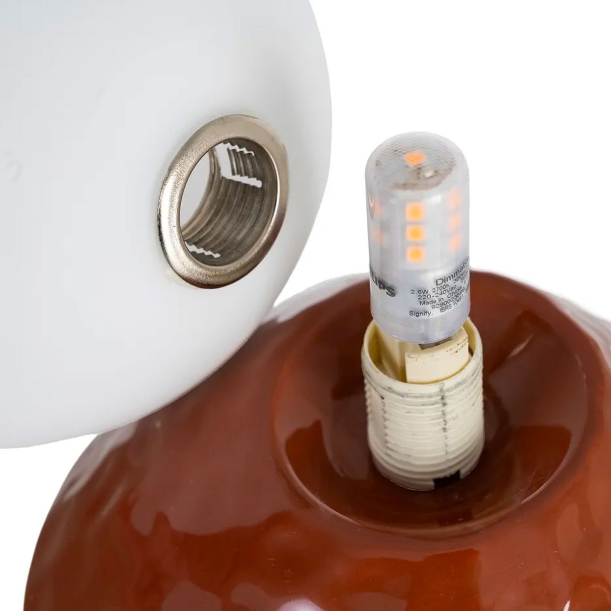 Lampe à poser céramique terracotta et globe en verre 15.5x15.5x23cm marron, WADIGA
